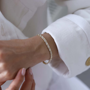 14 Ayar Altın Taşlı Kruvasan Modern Bileklik | AltınAlisverisim